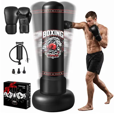 Immagine prodotto di Sacco da boxe da terra - 190 cm - Gonfiabile - Riempibile fino a 80 kg - Per adulti