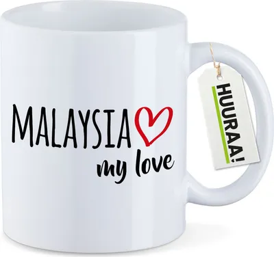 Produktbild von Huuraa Kaffeetasse Malaysia my love 330ml Weiß Keramik Kaffeebecher Geschenkidee