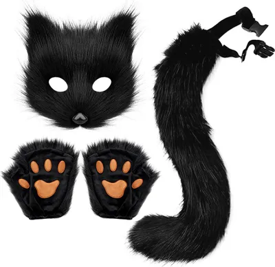 Produktbild von INF Halloween Plüsch Fuchs Masken Kostüm Set - Maske, Schwanz und Pfoten