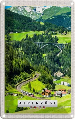 Produktbild von vianmo Blechschild 30x20 cm Alpenzüge Schweiz Österreich Brücke Bildmotiv Reisemotiv Abenteuer Reisen Urlaub