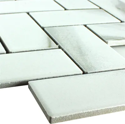 Produktbild von Keramik Mosaikfliesen Fernley Fischgrät Steinoptik Calacatta