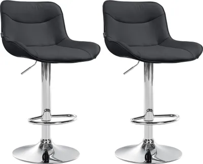 Produktbild von 2er Set Barhocker HLO-CP302 Kunstleder chrom  schwarz