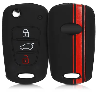 Produktbild von kwmobile Schlüsselhülle für Hyundai 3-Tasten Klapp Autoschlüssel Hülle - Autoschlüssel Schlüssel Hülle aus Silikon - Schlüsselschutz Gehäuse in Rot
