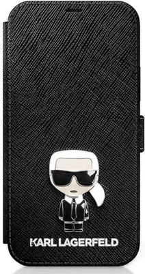 Produktbild von Karl Lagerfeld Klflbkp12Sikmsbk Iphone 12 Mini 5.4"" Czarny/Schwarzes Buch Saffiano Ikonik Metall