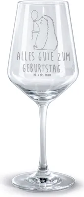 Produktbild von Mr. & Mrs. Panda Weinglas Igel Luftballon - Transparent - Geschenk, Happy Birthday, Ballon, Burgunderglas, Rotweinglas mit Gravur, Glückwunsch, graviert, Geburtstag