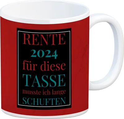 Produktbild von Rente 2024 Kaffeebecher eine bunte Tasse für Rentner in rot