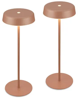 Produktbild von 2er Set Akku Tischleuchten mit Lichtkante: Das moderne Design mit eleganter Lichtkante macht die beiden LED Leuchten zu stilvollen Hinguckern und sorgt für stimmungsvolle Beleuchtung in Wohnräumen und dank IP44 auch auf Terrassen. Angenehme