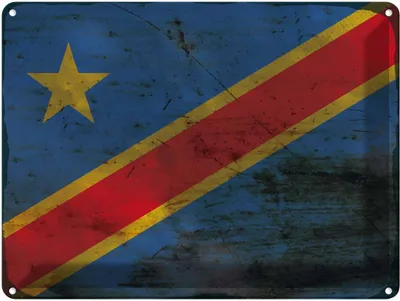 Produktbild von vianmo Blechschild 30x40 cm DR Kongo democratic Congo Flagge Fahne Wappen