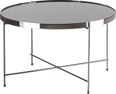 Produktbild von BELIANI Kaffeetisch Schwarz/Silber Glas Eisen rund ⌀ 63 cm Klassisch Elegant Multifunktional Wohnzimmer