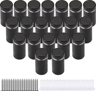 Produktbild von 20 Stück Abstandshalter Edelstahl 12x25mm, Abstandsschrauben Wandhalterung Schilderhalter, Wandabstandshalter Nägel Verstellbare, Abstandhalter Wand, Glasabstandshalter für Werbung Schild Schwarz