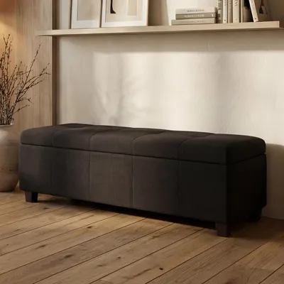 Obrázek produktu pro Úložná truhla Kriens, lavice, látka/textil, 45x114x45cm s certifikátem černá