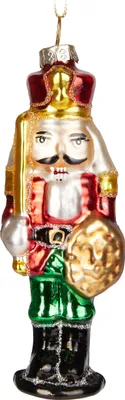 A glass nutcracker ornament.