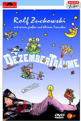 A person is lying down, dreaming of Christmas-themed illustrations.