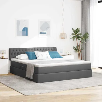 Produktbild von Maison Exclusive - Aufbewahrungsbett mit Matratze Dunkelgrau 180 x 200 cm Samt