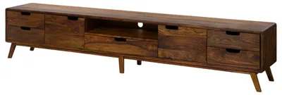 Immagine prodotto di MASSIVMOEBEL24 | Mobile tv in legno di Sheesham 260x40x48 Noce cerato MALMÖ 2 #126