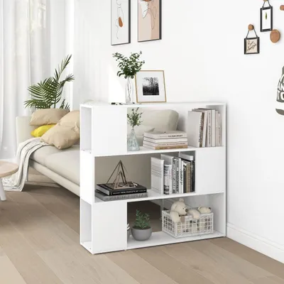 Produktbild von Bücherregal und Standregal als Raumteiler in Weiß 100x24x94cm