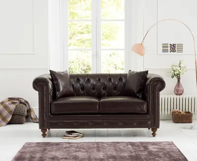 Produktbild von Chesterfield Sofa Couch Polster Stoff Leder Couchen  Polster Garnitur 2 Sitzers