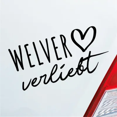 Produktbild von Auto Aufkleber Welver verliebt Herz Gemeinde Liebe Car 19x9 cm Schwarz Matt Sticker Heckscheibenaufkleber