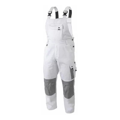 Produktbild von Arbeitslatzhose Herren weiß Gr. S Högert Technik, 65% Polyester/35% Baumwolle, elastisch, verstärkt – SALM Latzhose Berufsbekleidung