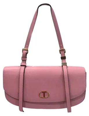 Image de Twinset pochette rabat Oval T rose, sangles, polyuréthane