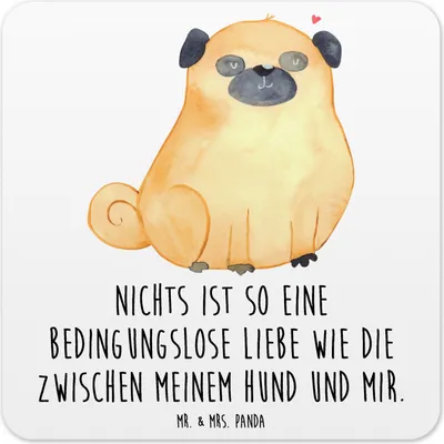 Produktbild von Mr. & Mrs. Panda Untersetzer für Gläser Mops 6er Set - Weiß - Geschenk, Liebe, Flaschenuntersetzer, Hund, coaster, Sprüche, Tischuntersetzer, Pure, Knuffig, Vierbeiner