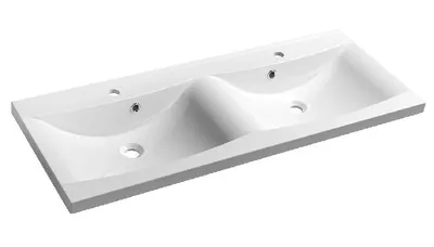 Obrázok produktu pre Dvojité umývadlo z liateho mramoru LUCIOLA 120x48cm, biele