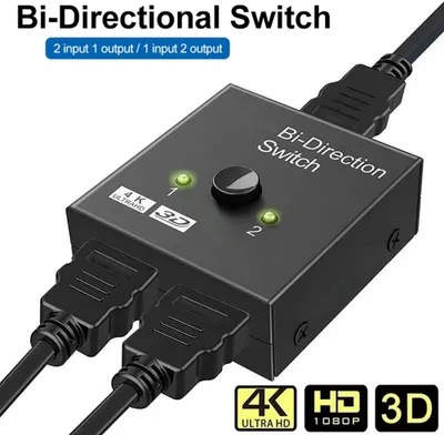 Produktbild von HDMI Umschalter Switch Splitter Verteiler Bidirektional 1 in 2 Out oder 2 in 1 Out 4K 3D DTS 1080p Dolby Xbox PS4 HDTV Blu-Ray DVD