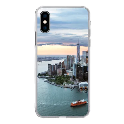 Produktbild von MuchoWow® Handyhülle Schutzhülle Hülle für iPhone X Luftaufnahme von New York Silikon Softcase Handy Hülle - Handyhülle