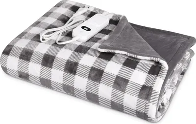 Produktbild von Navaris XXL Elektrische Poncho Heizdecke - 180x130cm 3 Wärmestufen Abschaltautomatik waschbar - Kuschelige Wärmedecke Grau Weiß