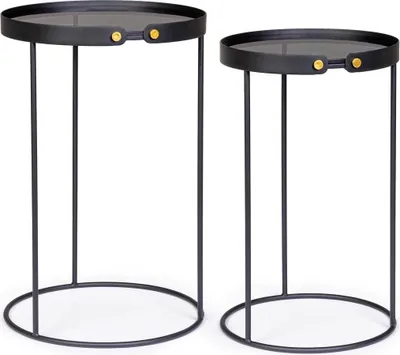 Produktbild von 2er Set Beistelltische Zeina 38 x 38 x 58,5 cm Stahl Glas Schwarz