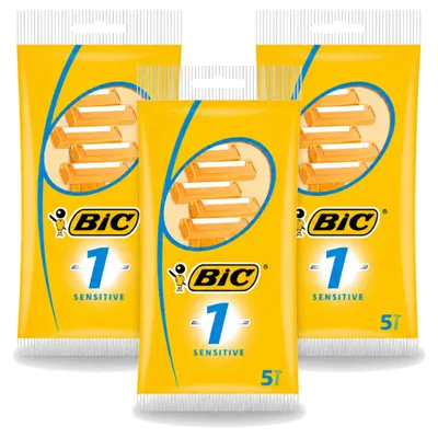 Image de 3 rasoirs jetables Bic 1 Sensitive pour hommes - Pack avantageux - 3 pièces