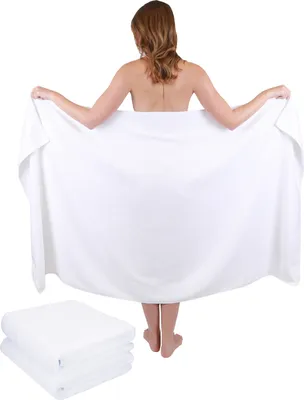 Produktbild von Betz 3-tlg. Set XXL Badetuch 100 x 180 cm DRESDEN Badetücher Saunatuch 100% Baumwolle Farbe weiss