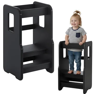 Montessori Lernturm ab 1 Jahr, schwarz, 86x42x45 cm