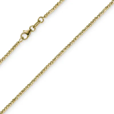Zdjęcie produktu dla 1,8 mm, bransoletka na stopę, ozdoba do stóp, łańcuszek kulkowy, pokryty diamentami, wykonany ze złota próby 585, złoto żółte, długość 25 cm