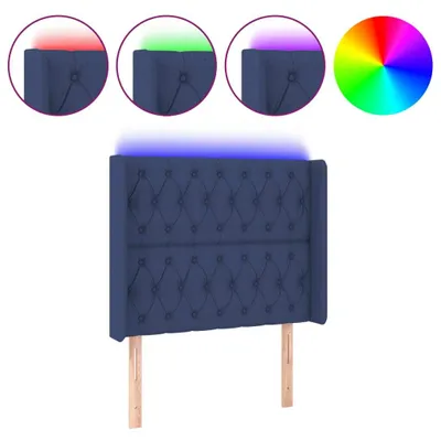 Produktbild von vidaXL LED Kopfteil Blau 93x16x118/128 cm Stoff