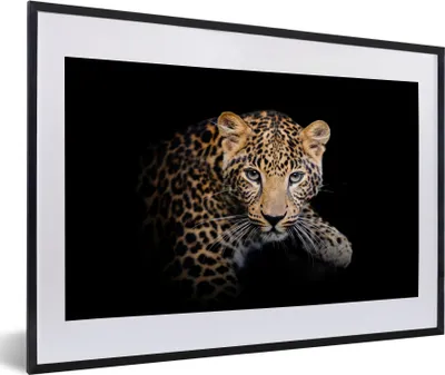 Produktbild von MuchoWow® MuchoWow® Gerahmtes Poster Panther - Schwarz - Tiere 60x40 cm - Poster mit zchwarzem Bilderrahmen - Schlafzimmer - Plakat in Rahmen - Drucken