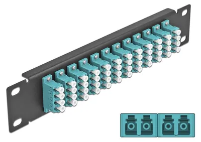 Zdjęcie produktu dla Delock - Patch panel - Montaż w szafie - LC MM X 48 - czarny, akwamaryna - 1U - 25.4 cm (10") (66779)