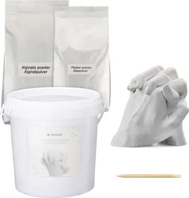 Produktbild von Navaris 3D Abformset Gips Familie Hände - Set Gipsabdruck Abdruck Fuß Hand - Handabdruck Fußabdruck -  pH-neutral hautverträglich