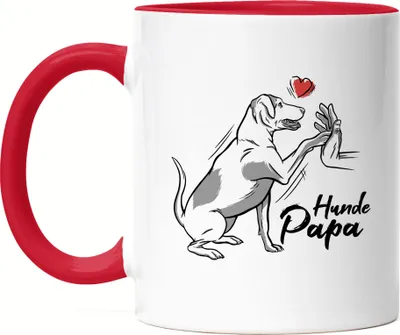 Produktbild von Hundepapa Tasse Rot Mit Hund Motiv Für Hundebesitzer Hundeliebhaber