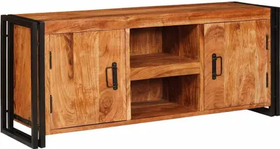 Image de Meuble TV Marron 120 x 33 x 50 cm Bois d'acacia massif
