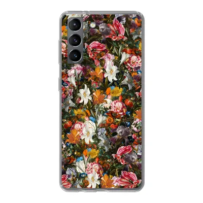 Produktbild von MuchoWow® Handyhülle Schutzhülle Hülle für Samsung Galaxy S21 Blumen - Schmetterling - Design - Kunst - Abstrakt - Malerei - Alte Meister Silikon Softcase Handy Hülle - Softcase