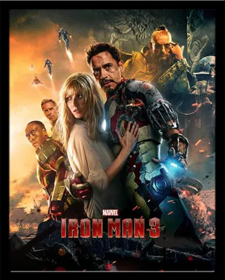 Produktbild von Iron Man - Mini-Poster - 3 - One Sheet + Wechselrahmen, Shinsuke® Mini MDF schwarz, Acryl-Scheibe