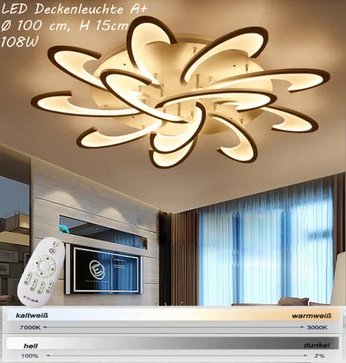 Produktbild von 2127white -12 LED Deckenleuchte mit Fernbedienung  Ø 100 cm Lichtfarbe/ Helligkeit einstellbar dimmbar LED Deckenlampe