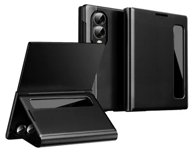 Produktbild von Kunstleder Hülle für Samsung Galaxy Z Fold 8, Intelligentes Handyhülle mit Smart Side Window Schwarz
