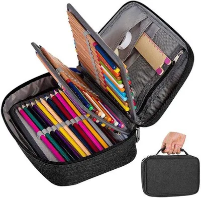 Immagine prodotto di Cartella scolastica - Nera - Grande - 23x7x16 cm - Per studenti, ragazzi, ragazze e adulti - Portamonete