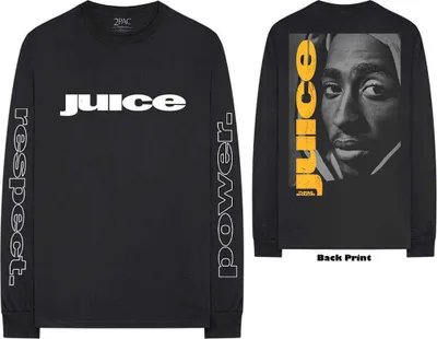 Zdjęcie produktu dla Koszulka uni z długim rękawem Tupac: Respect (nadruk na plecach i ramionach), Mały, Czarny