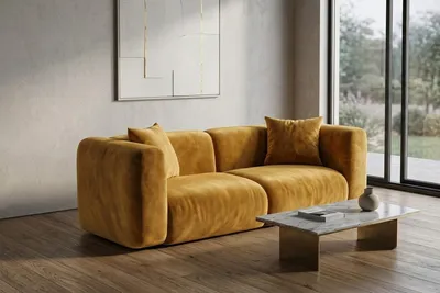 Produktbild von Kaiser Möbel Sofa 2-Sitzer, Velvet-Stoff Bluvel, Golden, GRETA