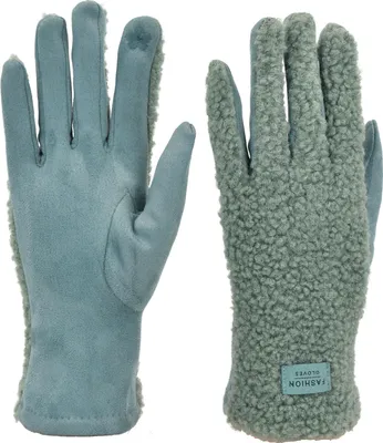 Produktbild von styleBREAKER Damen Touchscreen Handschuhe mit Teddyplüsch | Weiche warme Winter Fingerhandschuhe | Kuscheliger Smartphone Handschuh in vielen Farben
