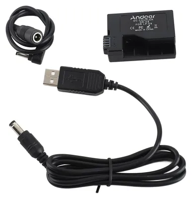 Obrázek produktu pro Andoer DR-E8 atrapa baterie s kabelem USB adaptéru DC powerbanky náhradní pro LP-E8 Canon EOS 550D 600D 650D 700D DSLR fotoaparáty