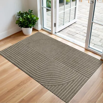 Immagine prodotto di Tappetino antiscivolo per interni ed esterni, beige, 90x150 cm, ideale come tappetino per l'ingresso, lavabile
